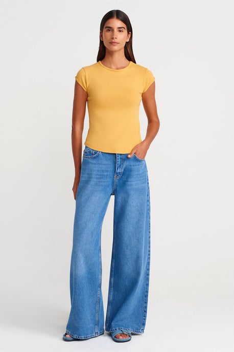 Hochtaillierte weite Denim-Jeans - Image 1