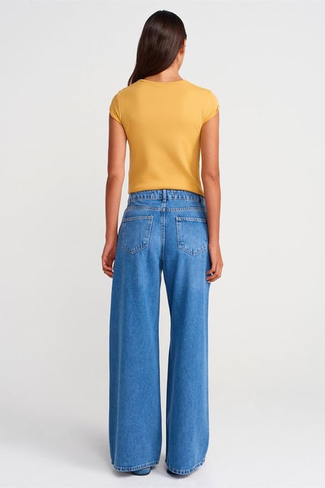 Hochtaillierte weite Denim-Jeans - Image 2