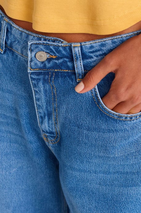 Hochtaillierte weite Denim-Jeans - Image 3