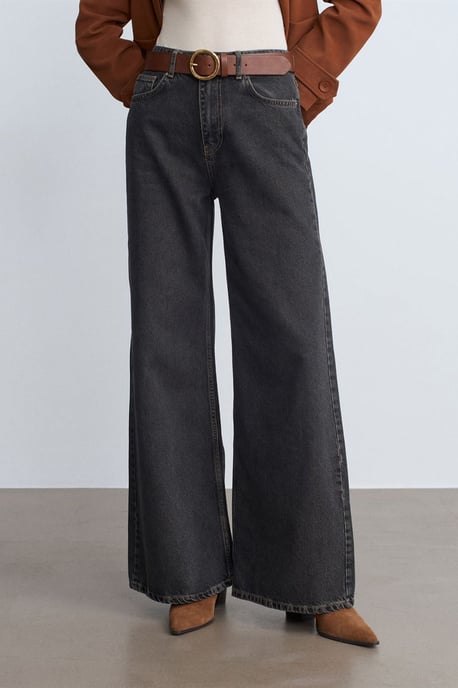 Hochtaillierte weit geschnittene Baumwoll-Jeans - Image 3