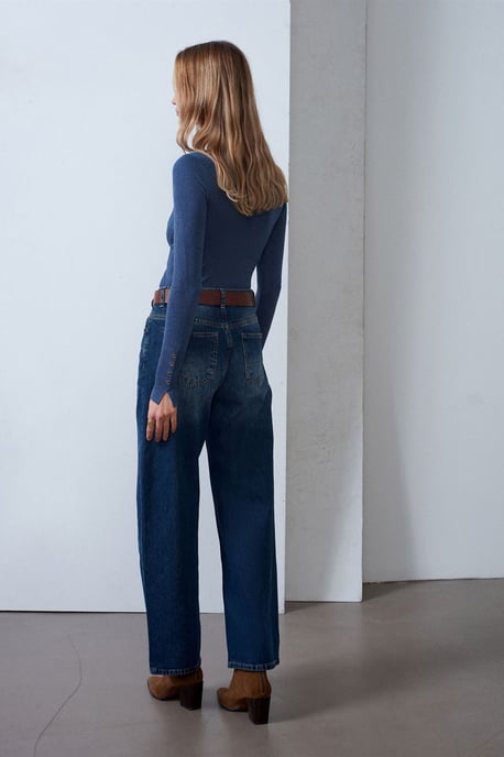 Hochtaillierte weit geschnittene Baumwoll-Jeans - Image 2
