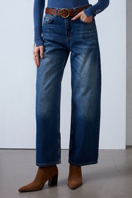 Hochtaillierte weit geschnittene Baumwoll-Jeans - Image 3