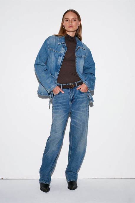 Hochtaillierte weit geschnittene Baumwoll-Jeans - Image 1