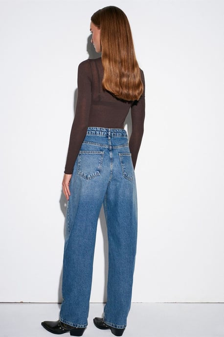 Hochtaillierte weit geschnittene Baumwoll-Jeans - Image 2