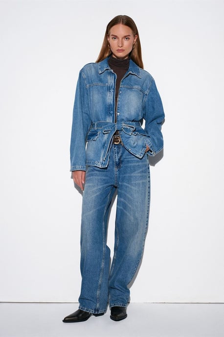 Hochtaillierte weit geschnittene Baumwoll-Jeans - Image 3