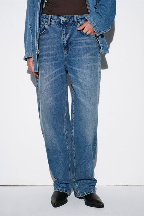 Hochtaillierte weit geschnittene Baumwoll-Jeans - Image 5
