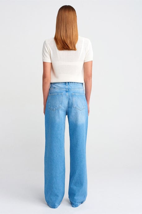 Hochtaillierte weite Baumwoll-Denim-Jeans - Image 2