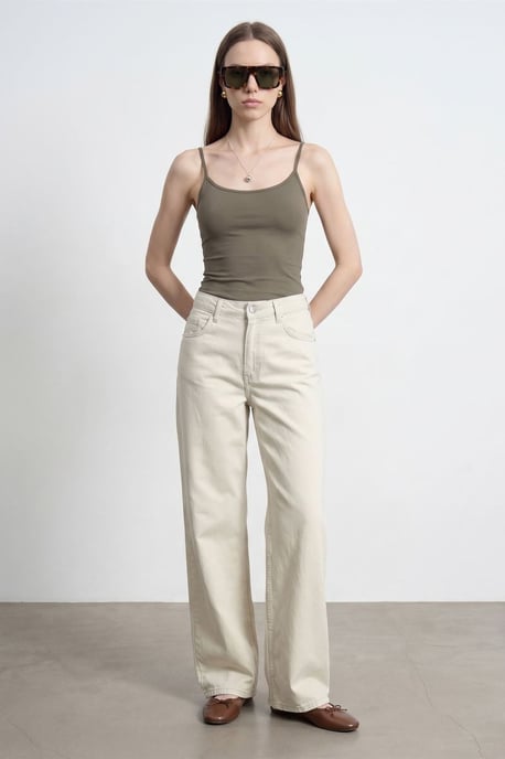 Hochtaillierte weite Denim-Jeans - Image 1