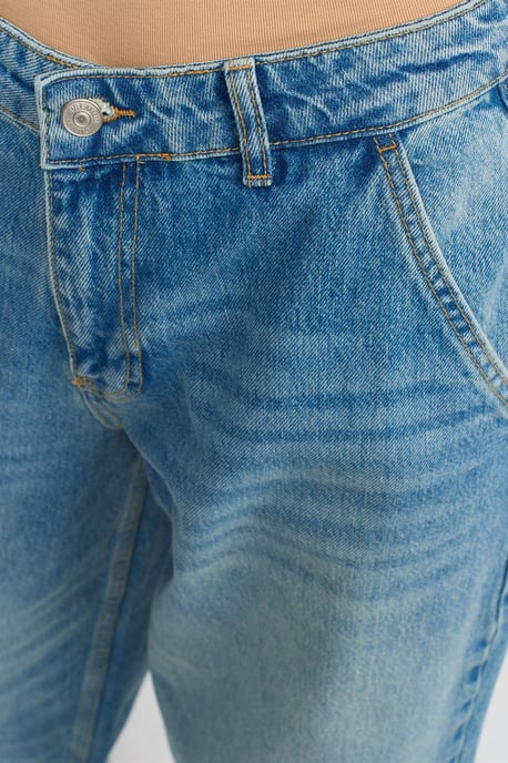 Hoch taillierte weit geschnittene Baumwoll-Denim-Jeans - Image 4