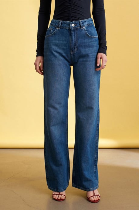 Hochtaillierte weite Denim-Jeans - Image 3