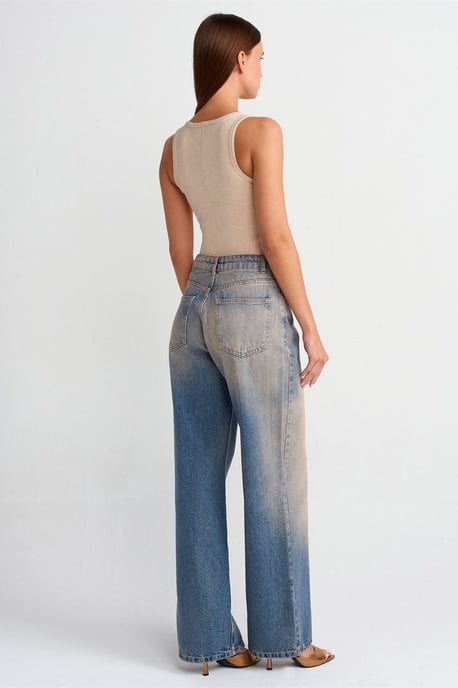 Damen Hochbundige Weite Jeans aus Baumwolle - Image 2