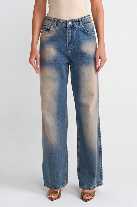 Damen Hochbundige Weite Jeans aus Baumwolle - Image 3