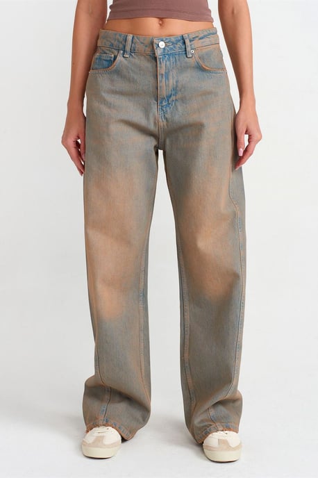 Damen Baumwolljeans mit weiten Beinen und mittlerer Taille - Image 3