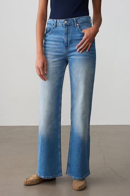 Hochtaillierte Weitbein-Jeans - Image 3