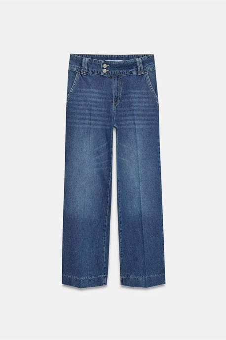 Hoch Taillenweite Bein Baumwoll-Denim-Jeans - Image 5