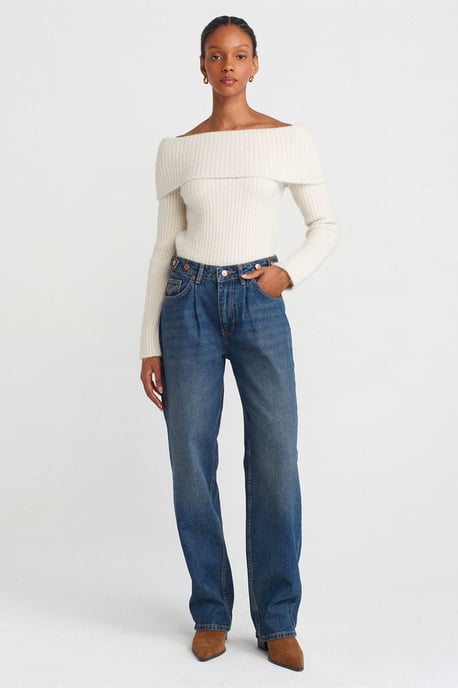 Hochtaillierte Weite Denim Jeans - Image 1
