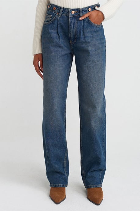Hochtaillierte Weite Denim Jeans - Image 3