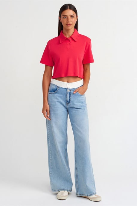 Dilvin Hochtaillierte, weit geschnittene Baumwoll-Jeans - Hellblau - Image 1