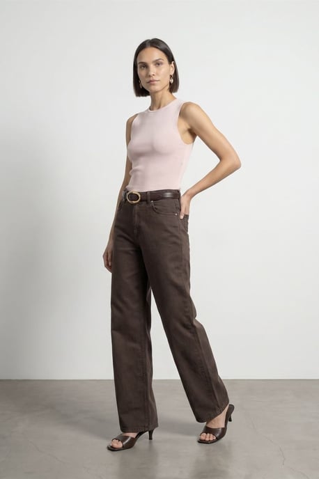 Hochtaillierte weite Denim-Jeans - Image 1