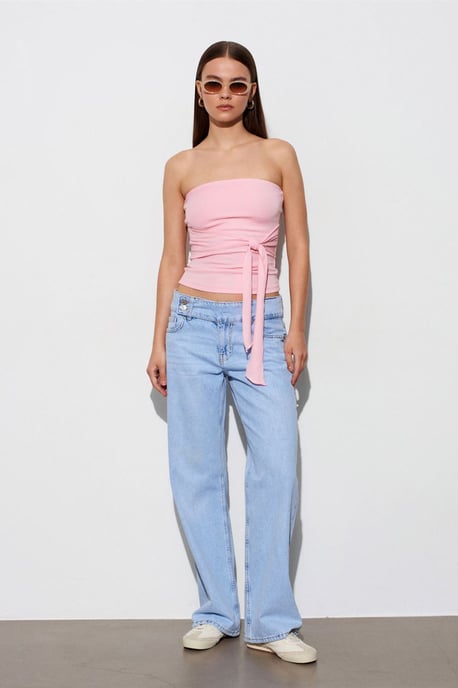 Dilvin Hüfthohe Wide‑Leg-Jeans aus Baumwoll-Denim - Hellblau - Image 4