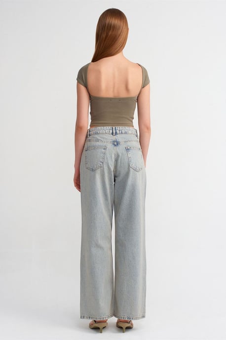 Hochtaillierte weite Baumwoll-Denim-Jeans - Image 2