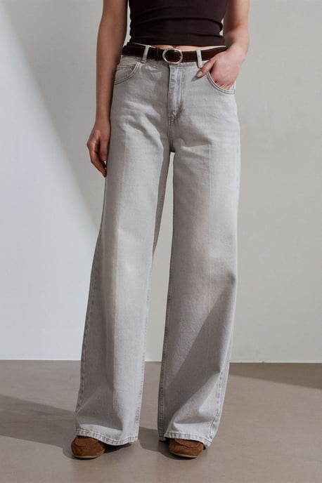 Hoch Taillenweite Bein Baumwoll-Denim-Jeans - Image 3