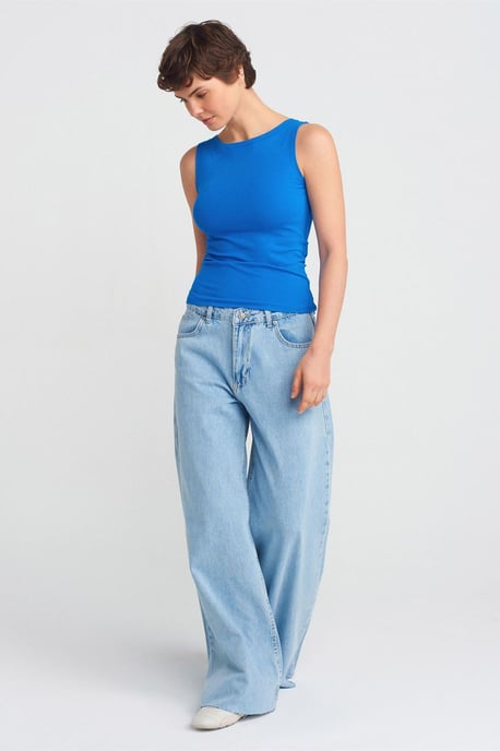 Damen High-Waist Weite Baumwoll-Jeans - Image 1