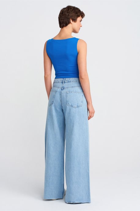 Damen High-Waist Weite Baumwoll-Jeans - Image 2