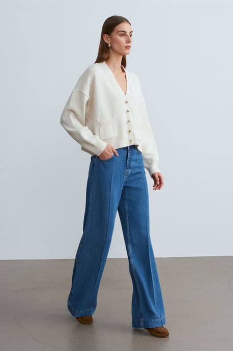 Hochtaillierte Weite Bein Tencel Jeans - Image 2
