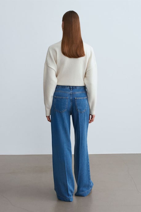 Hochtaillierte Weite Bein Tencel Jeans - Image 3