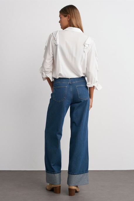 Hochtaillierte weite Baumwoll-Denim-Jeans - Image 2