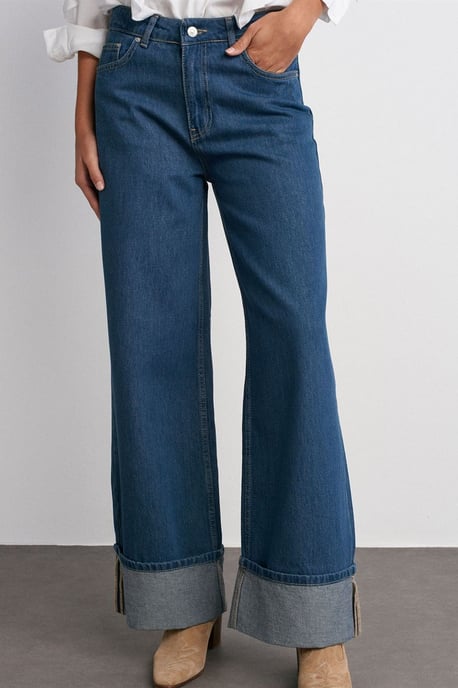 Hochtaillierte weite Baumwoll-Denim-Jeans - Image 4
