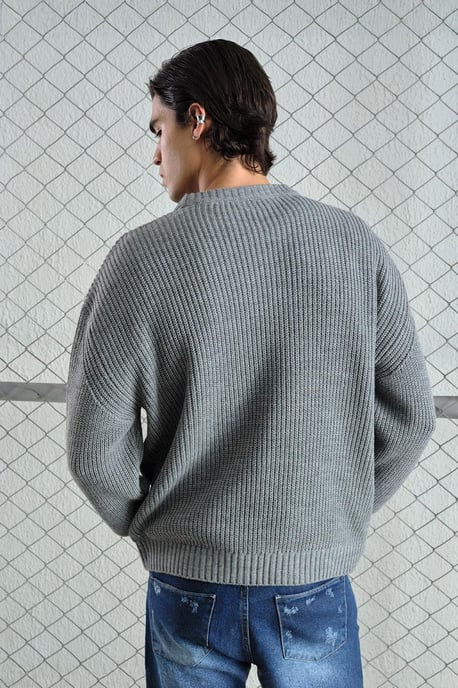 Dicker Rippstrick Pullover mit Rundhalsausschnitt - Image 4