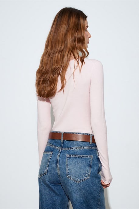 Damen Rippstrick-Boots-Ausschnitt Slim-Fit Pullover - Image 2