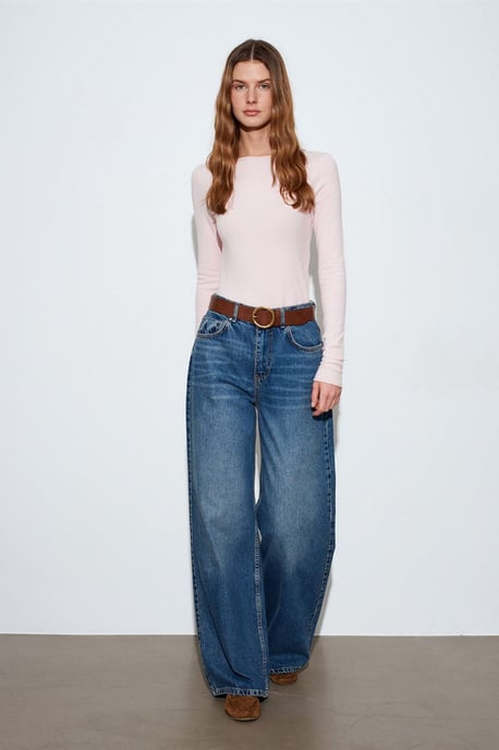 Damen Rippstrick-Boots-Ausschnitt Slim-Fit Pullover - Image 4