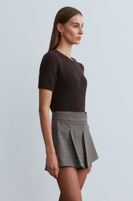 Damen Rippstrick Rundhals Kurzarmpullover - Image 4