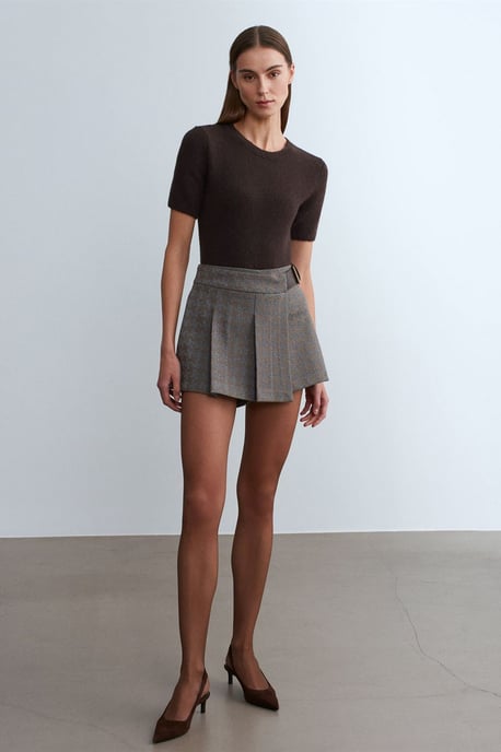 Damen Rippstrick Rundhals Kurzarmpullover - Image 5