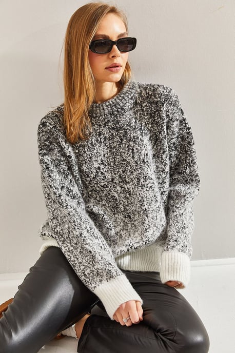 Übergroßer gemusterter Rundhals-Pullover - Image 3