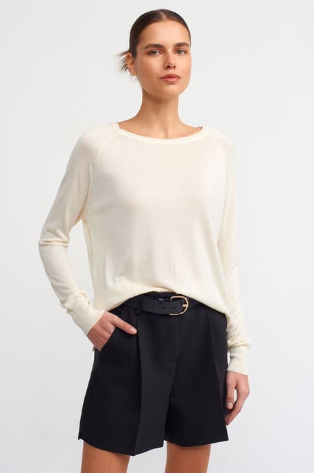Damen Rippstrick Rundhalsausschnitt Pullover - Image 1