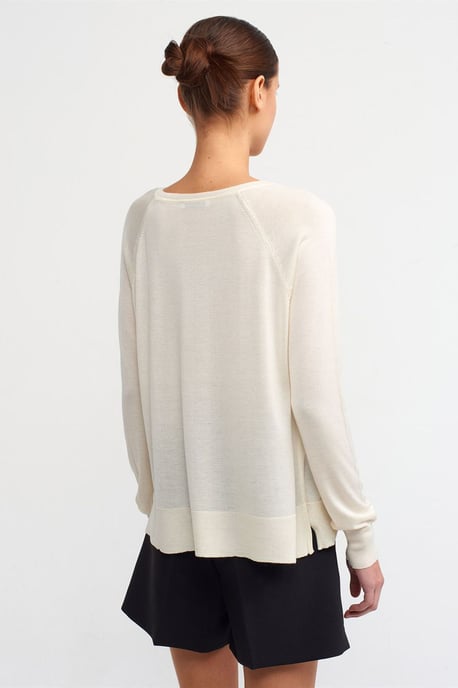 Damen Rippstrick Rundhalsausschnitt Pullover - Image 2