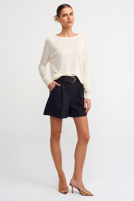 Damen Rippstrick Rundhalsausschnitt Pullover - Image 3