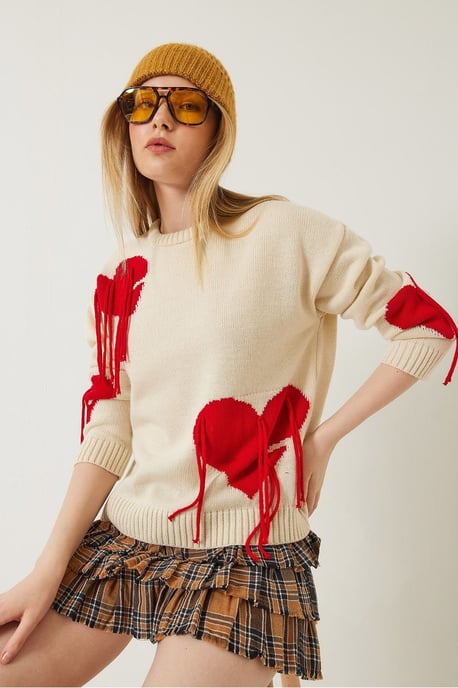 Rüschenherz-Muster Rundhals-Pullover - Image 2
