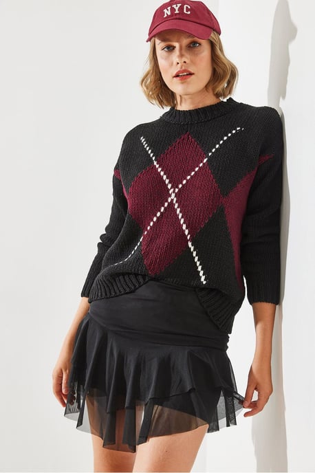 Geometrisches Muster Strickpullover mit Rundhalsausschnitt - Image 4