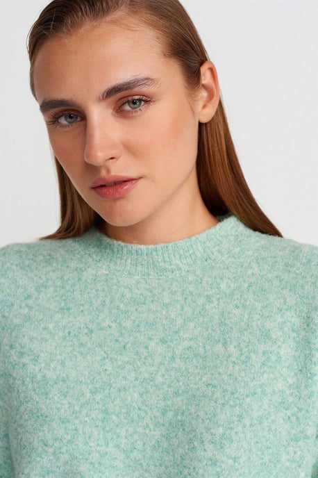 Damen Unifarbenes Rundhals-Ripp-Strickoberteil - Image 3