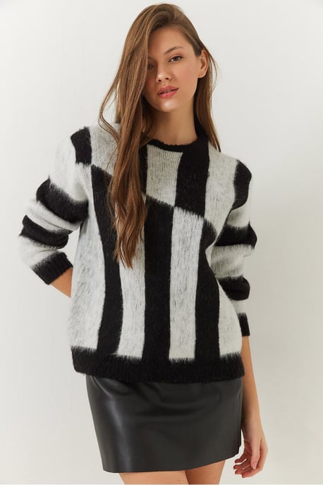 Kariertes Rundhals-Strickpullover - Image 1