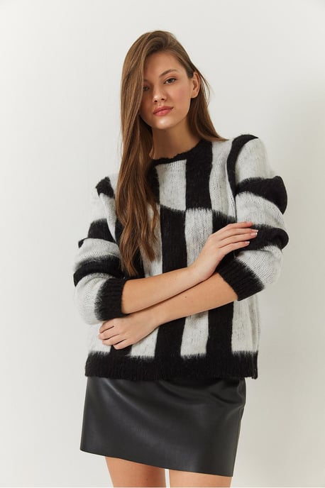 Kariertes Rundhals-Strickpullover - Image 3