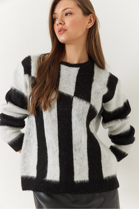 Kariertes Rundhals-Strickpullover - Image 4