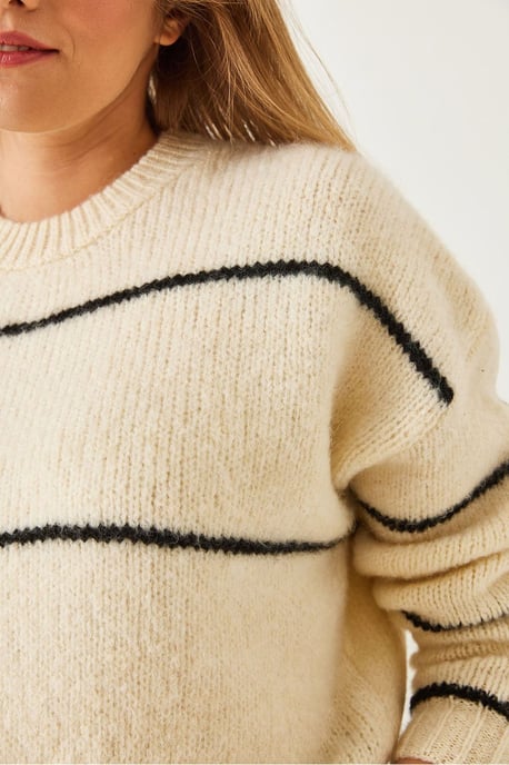 Bianco Lucci Gestreifter Rippstrick-Crop-Pullover - Mehrfarbig - Image 4