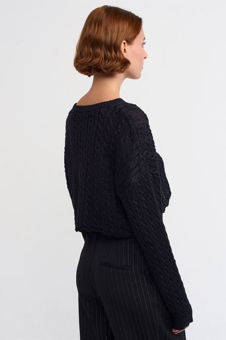 Tailliertes Grobstrick-Pullover mit Rundhalsausschnitt - Image 2