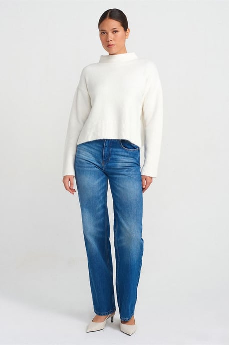Hochgeschnittene Gerade Baumwolljeans - Image 1
